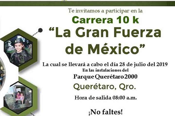 Participa en la Carrera 10K "La Gran Fuerza de México, en el Querétaro 2000 este 28 de julio