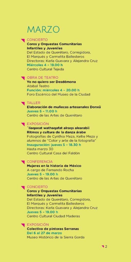 Más de 50 actividades artísticas del 28 de febrero al 28 de marzo en el programa "La mujer en la cultura"