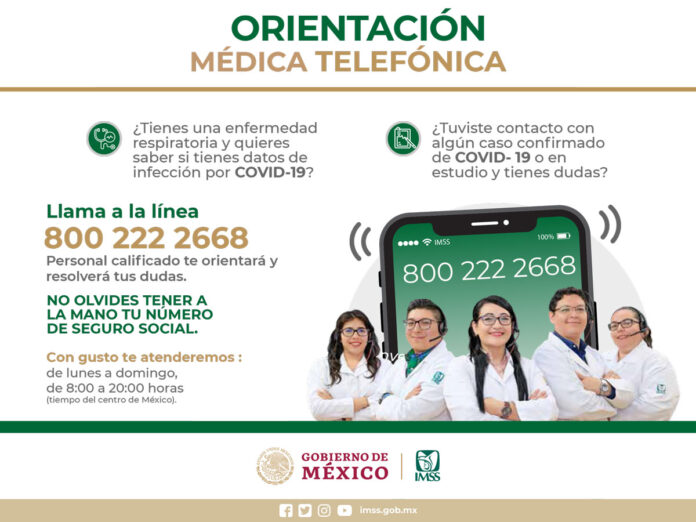 Emprende IMSS estrategia de Orientación Médica Telefónica para atender dudas sobre el virus COVID-19