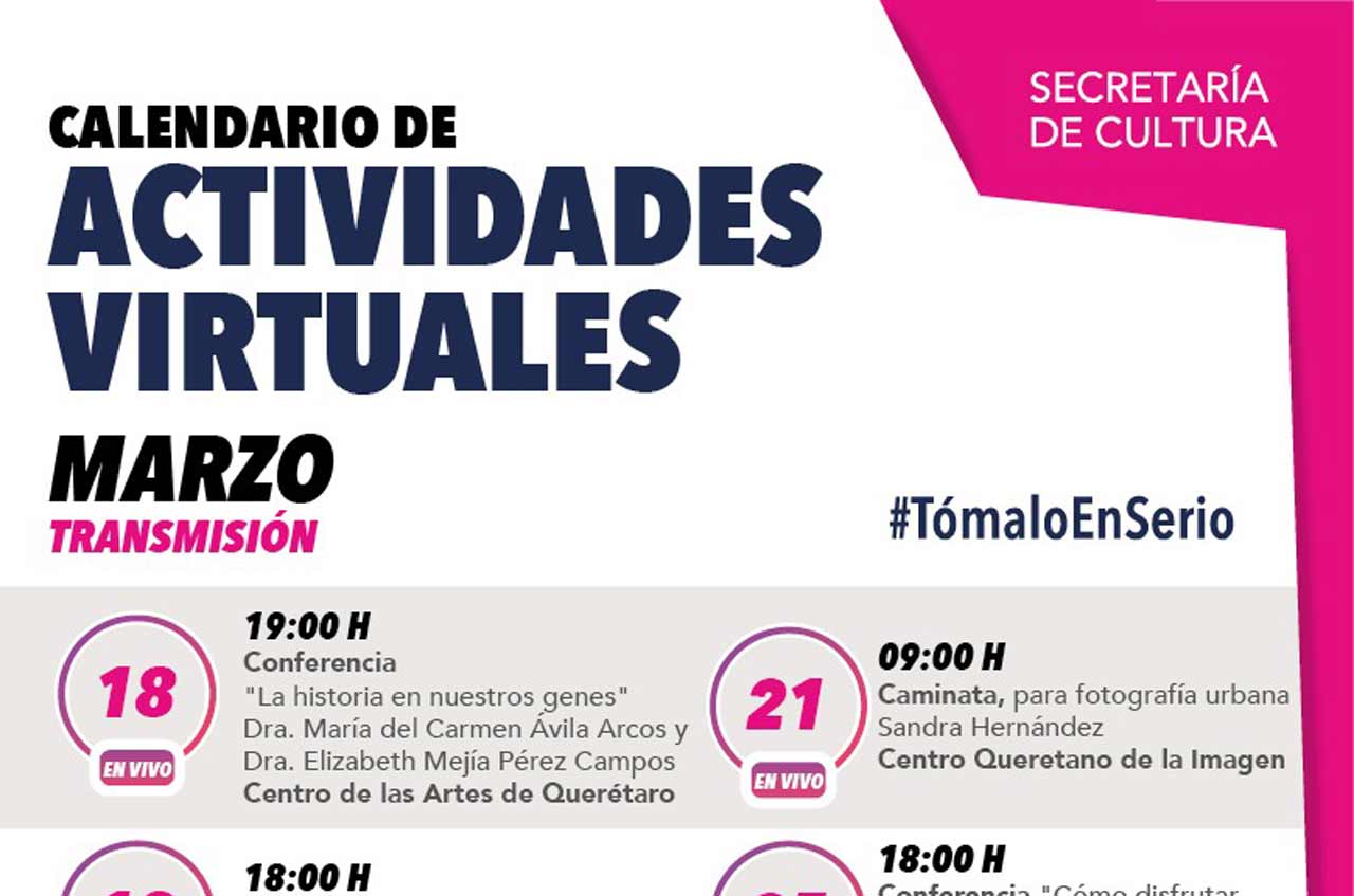 SECULT presenta calendario de actividades virtuales