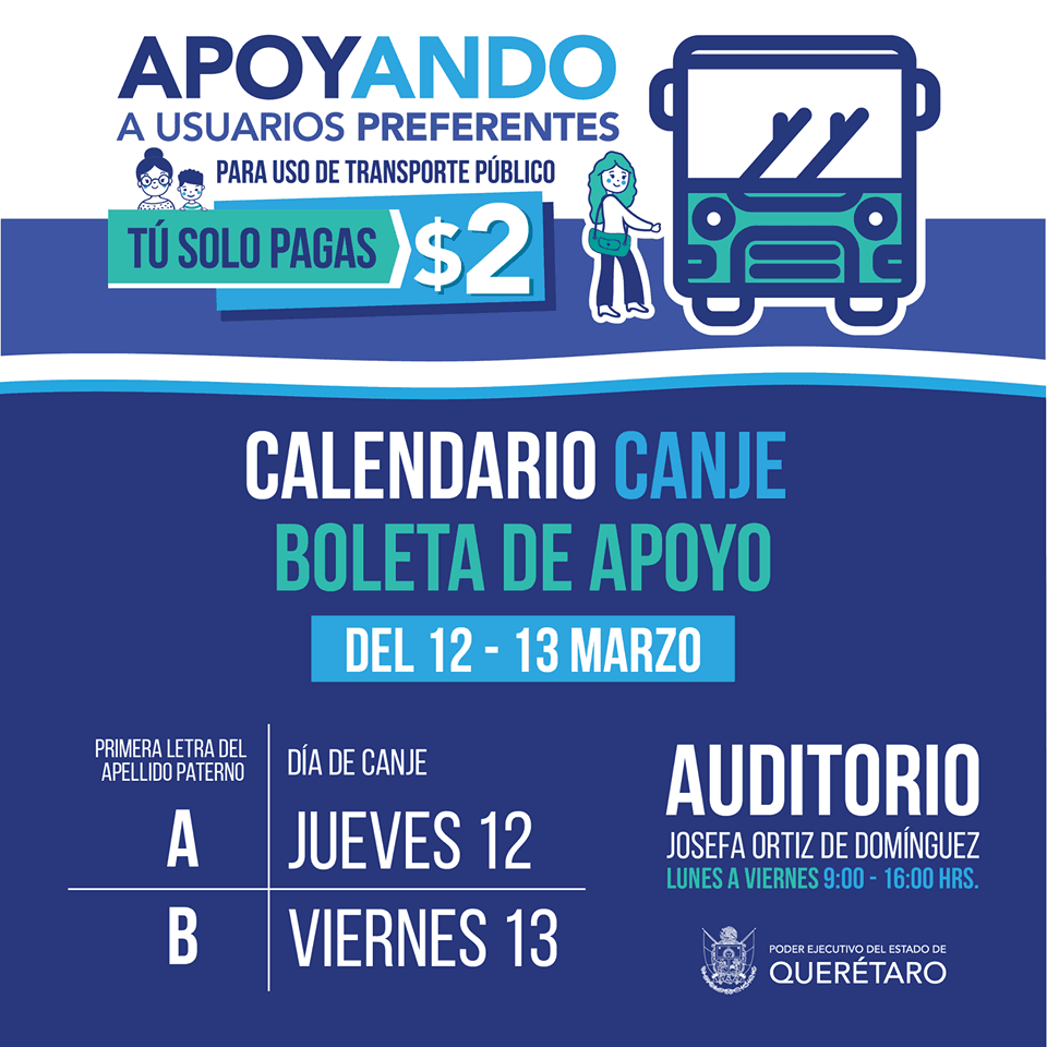 Inicia canje del Apoyo para uso del Transporte Público Qrobús