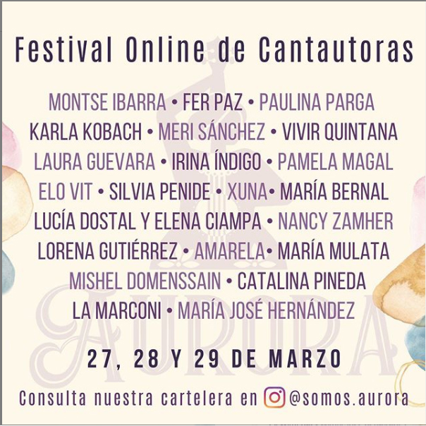 Realizarán Primer Festival Online de Cantautoras 27, 28 y 29 de marzo