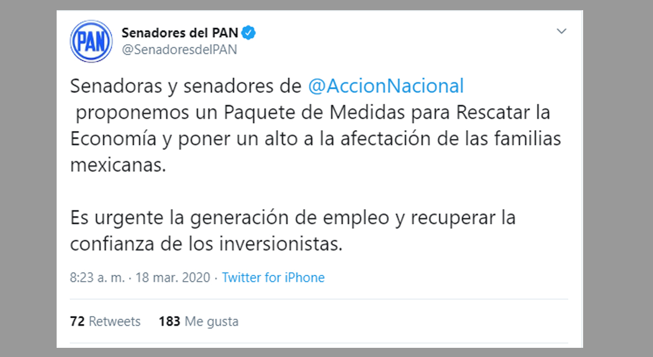 GPPAN propone medidas para reactivar la economía en México ante contingencia; entre ellas BUEN FIN dos veces al año