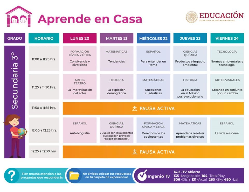 Conoce los horarios del programa Aprende en Casa que se aplica a nivel nacional