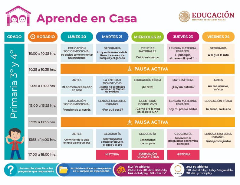 Conoce los horarios del programa Aprende en Casa que se aplica a nivel nacional