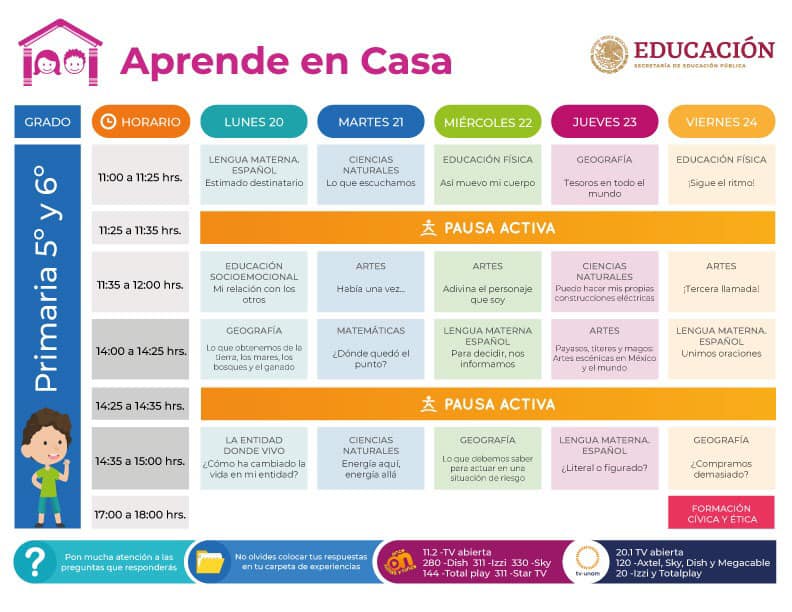 Conoce los horarios del programa Aprende en Casa que se aplica a nivel nacional