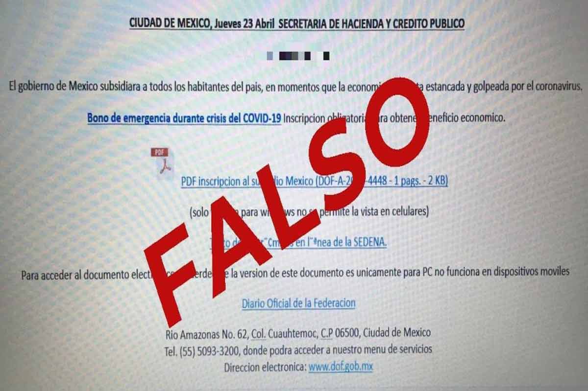 Detectan información falsa sobre un supuesto registro en línea para recibir apoyos del Gobierno de México.