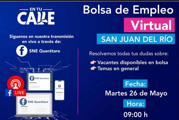 Ofertarán 150 plazas formales en Bolsa de Empleo Virtual en vivo para la región de San Juan del Río