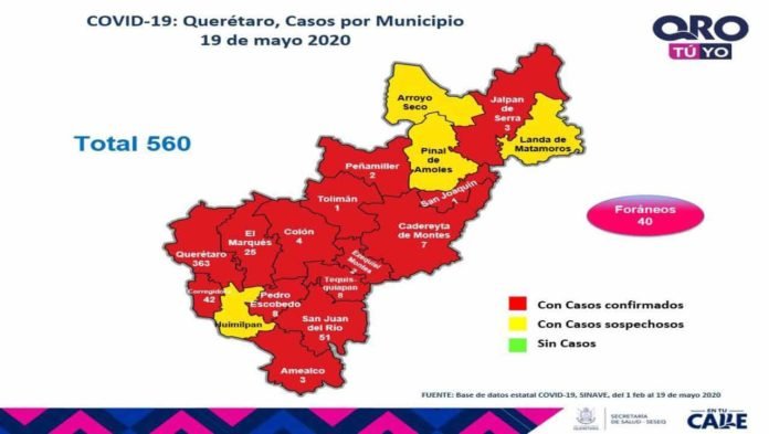 3 nuevos fallecimientos por COVID-19 en Querétaro, suman ya 56 defunciones y un acumulado de 560 casos de enfermedad