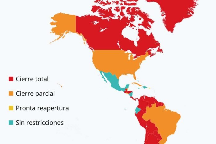 ¿Qué países americanos han impuesto restricciones a los vuelos internacionales?