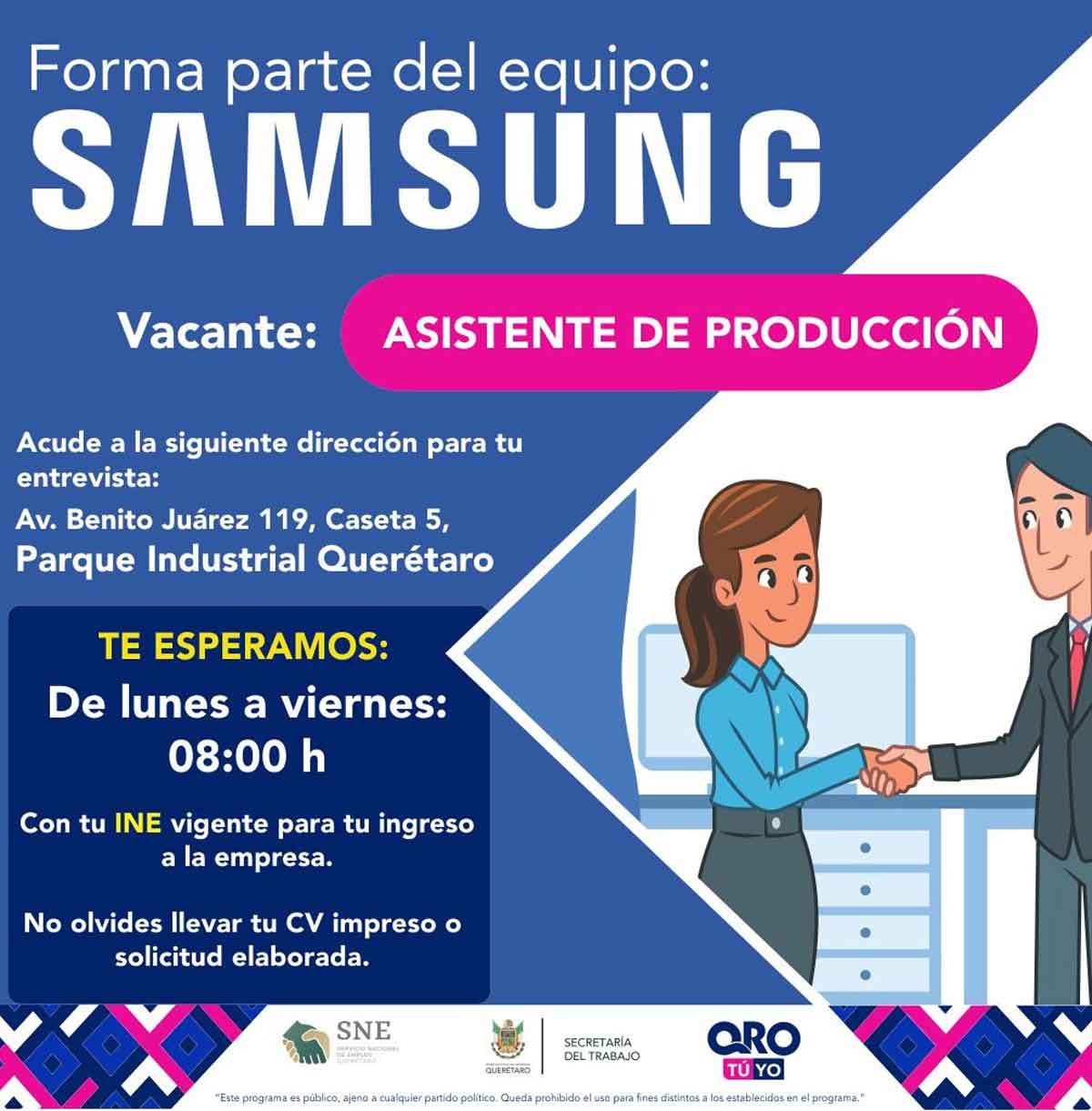 Samsun oferta 150 plazas para Asistentes de Producción, ¿qué esperas?, participa