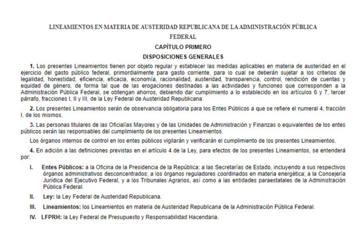 Emiten y publican en el DOF los lineamientos de Austeridad Republicana