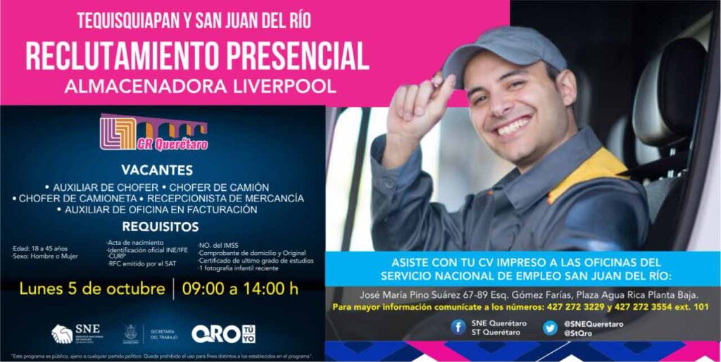 Oferta laboral, atención a empresarios y capacitación del 5 al 8 de octubre en Querétaro