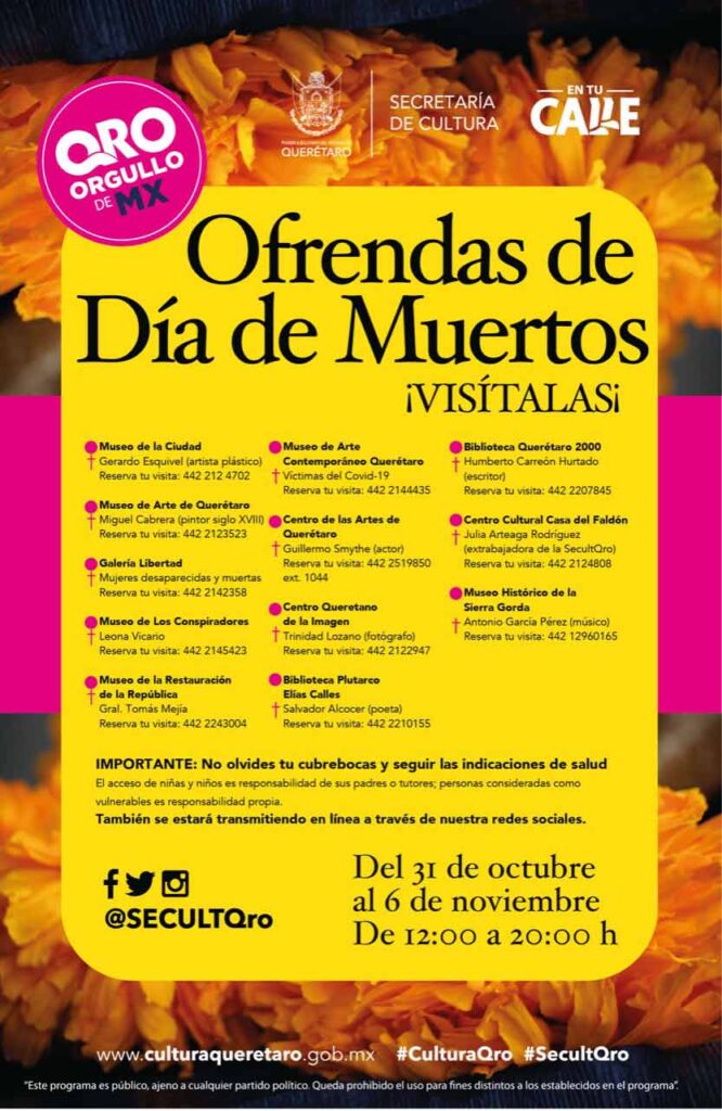 Realizará Querétaro ofrendas de Día de Muertos para preservar tradiciones y honrar la memoria de los difuntos