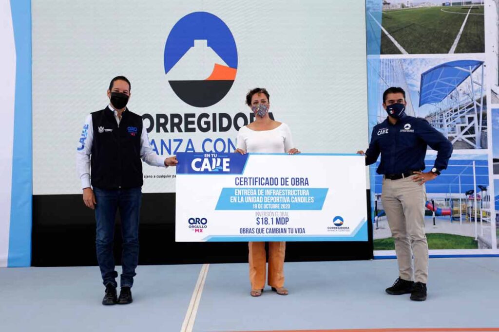 Entregan Francisco Domínguez y Roberto Sosa obras de mejoramiento en la Unidad Deportiva Candiles