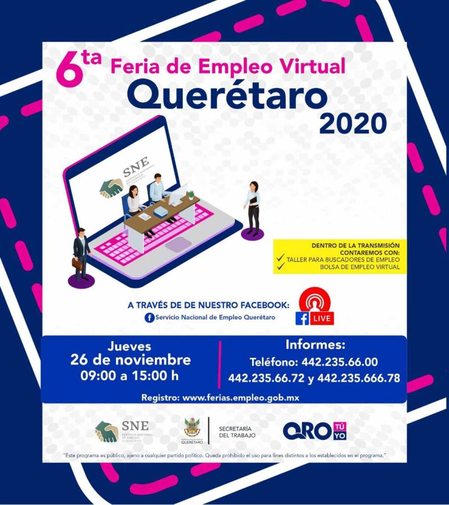 Realizarán dos ferias de empleo con más de 900 plazas formales en Querétaro y SJR