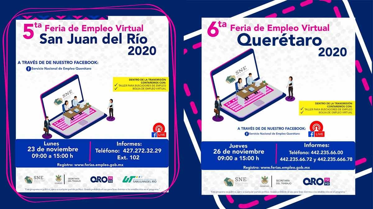 Realizarán dos ferias de empleo con más de 900 plazas formales en Querétaro y SJR