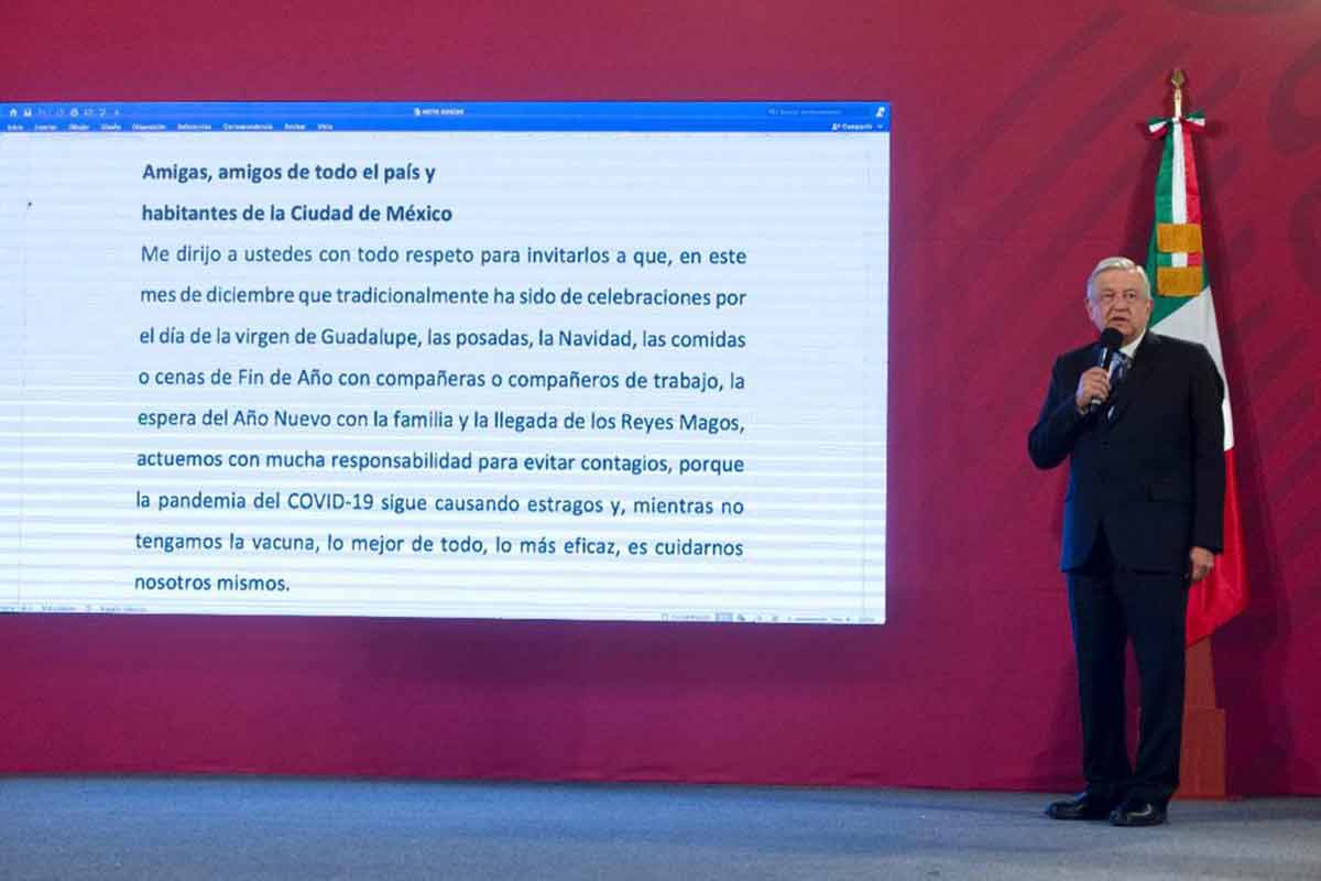AMLO invita al pueblo de México a actuar con responsabilidad para evitar contagios