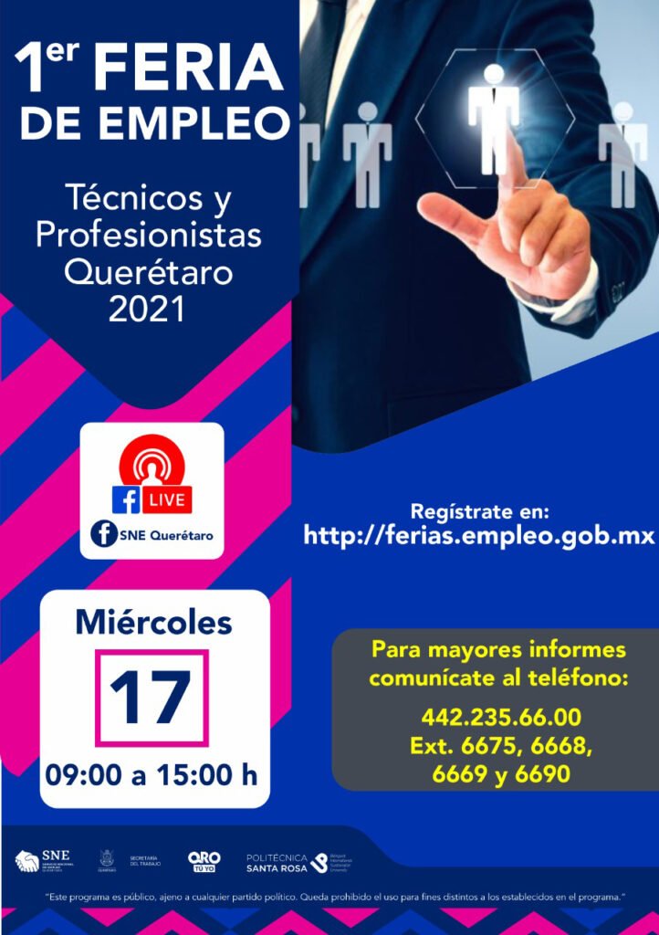 Realizarán Primera Feria Virtual de Empleo para Técnicos y Profesionistas Querétaro 2021