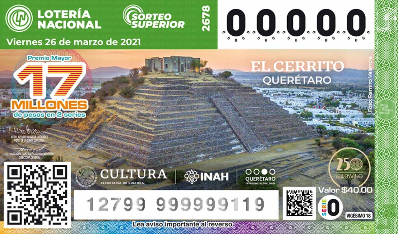 Lotería Nacional lanzará billetes con la imagen de la Pirámide de la Zona Arqueológica de 