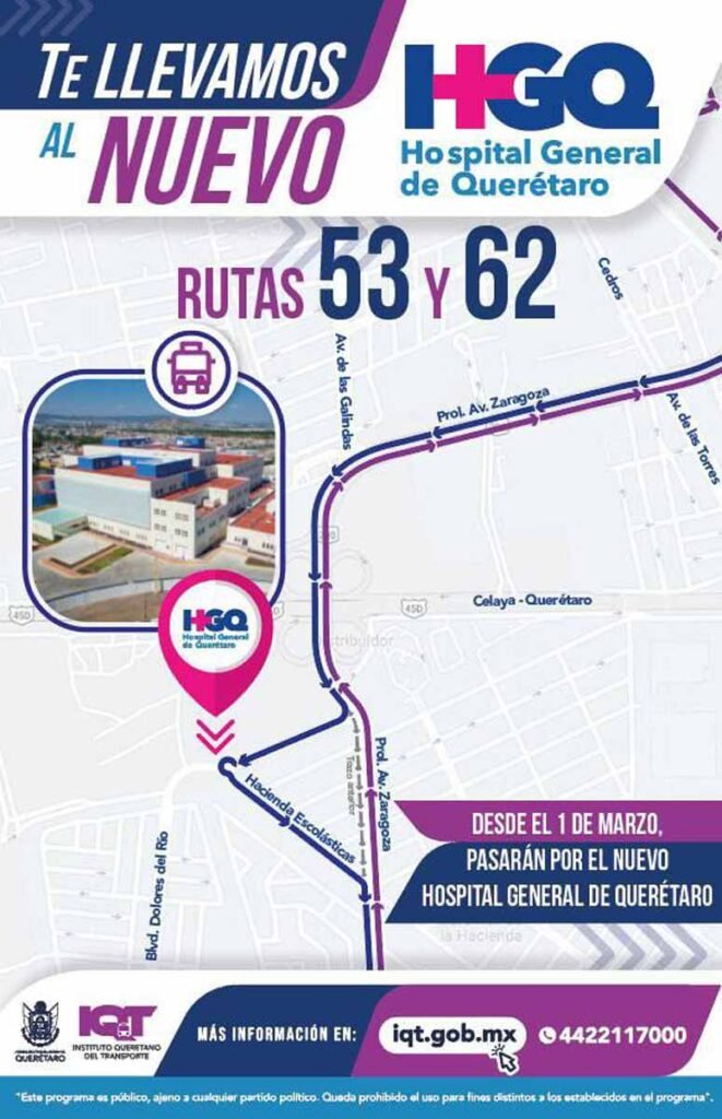 Abren nueva ruta hacia nuevo Hospital General de Querétaro y zona de hospitales centro poniente