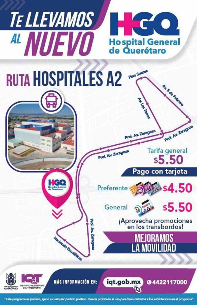 Abren nueva ruta hacia nuevo Hospital General de Querétaro y zona de hospitales centro poniente