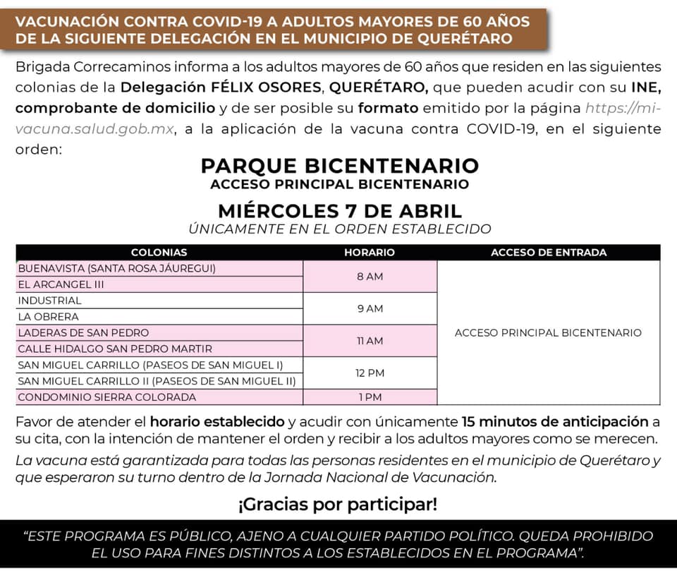 Mañana vacuna para delegaciones Félix Osores, Centro Histórico y Josefa Vergara, aquí los lugares y horarios