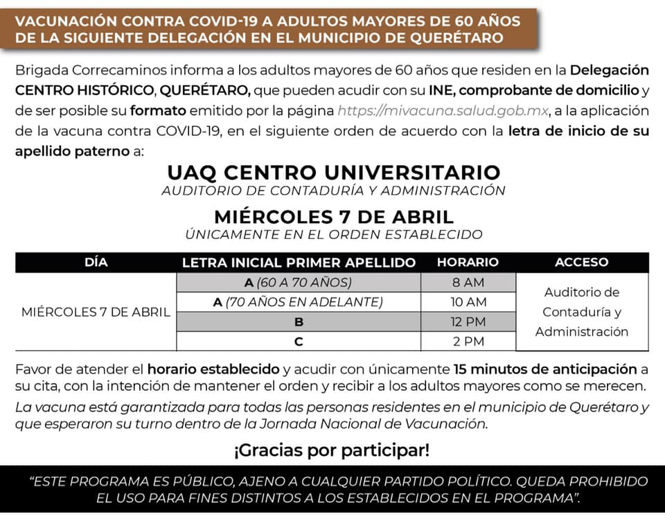 Mañana vacuna para delegaciones Félix Osores, Centro Histórico y Josefa Vergara, aquí los lugares y horarios