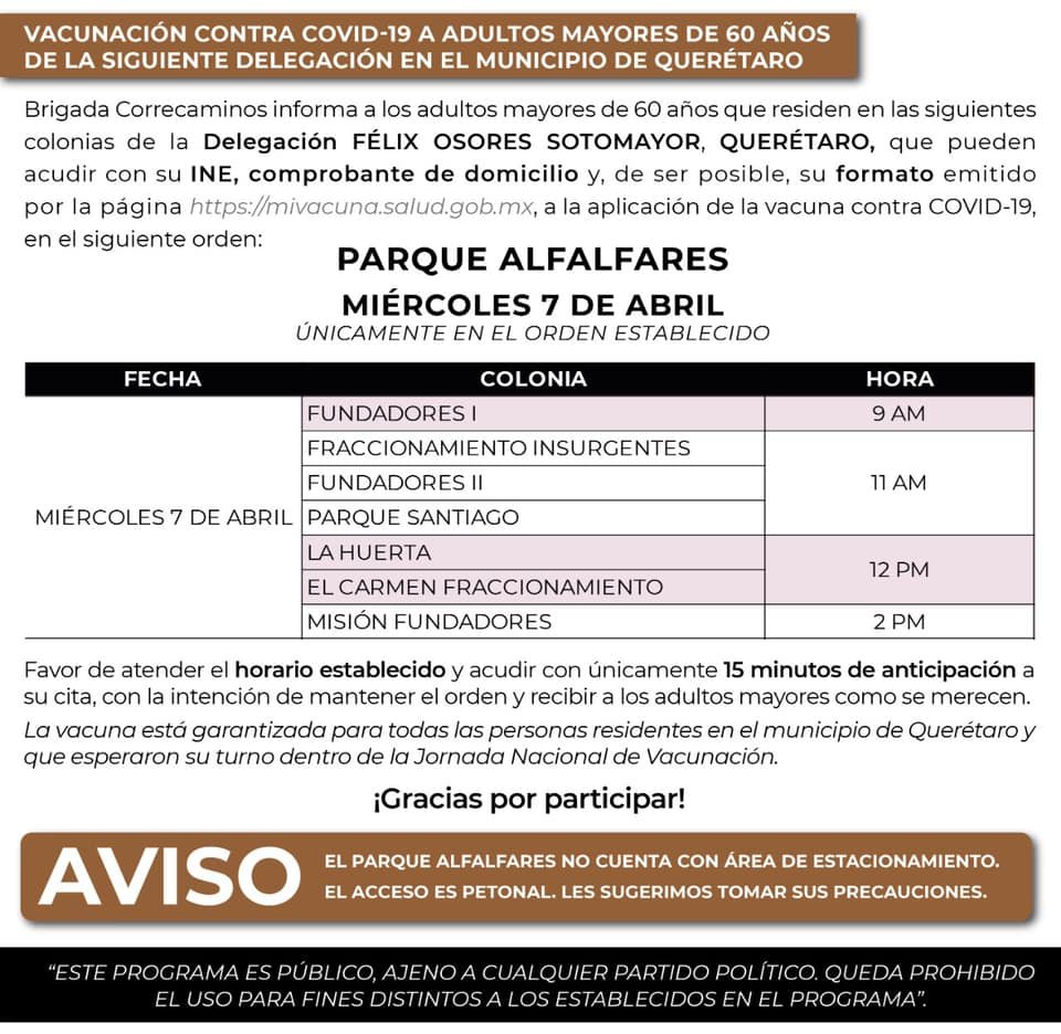 Mañana vacuna para delegaciones Félix Osores, Centro Histórico y Josefa Vergara, aquí los lugares y horarios