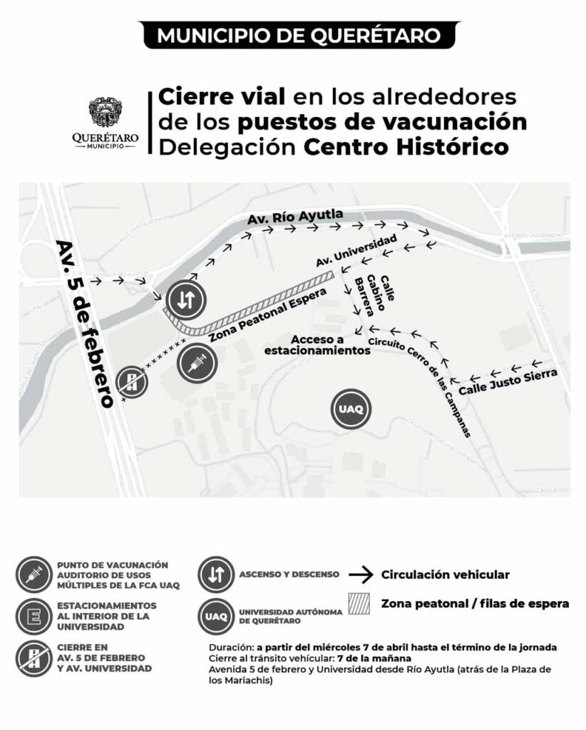 Atención, habrá cierres viales en inmediaciones de centros de vacunación en Centro Histórico y Félix Osores 