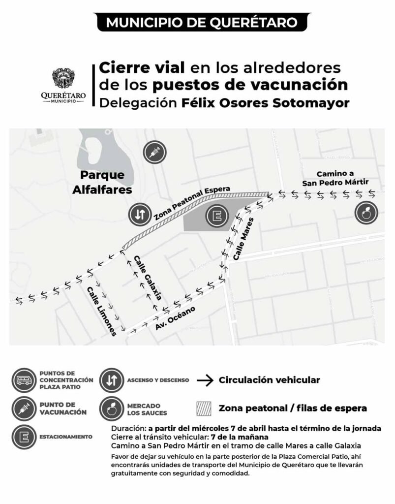 Atención, habrá cierres viales en inmediaciones de centros de vacunación en Centro Histórico y Félix Osores 