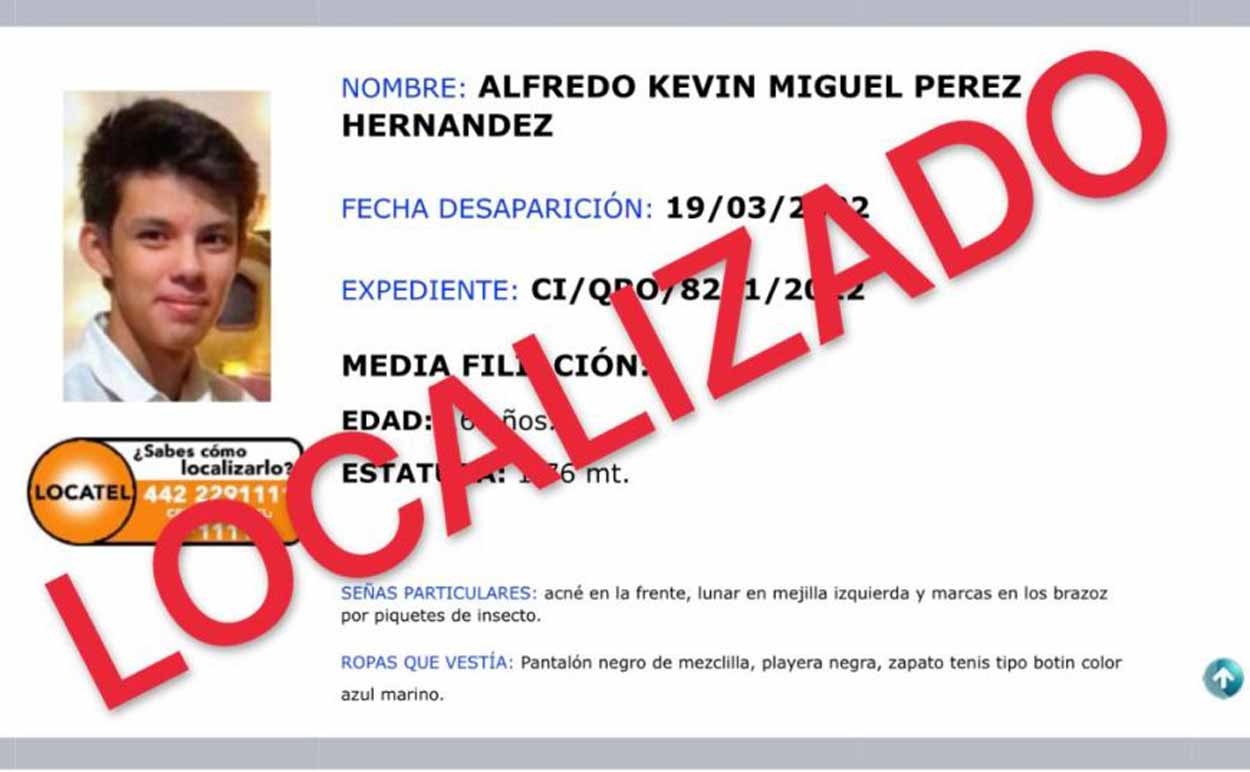 Localizan a Alfredo Kevin en capital de Querétaro, aplicarán medidas de resguardo y protección para el menor