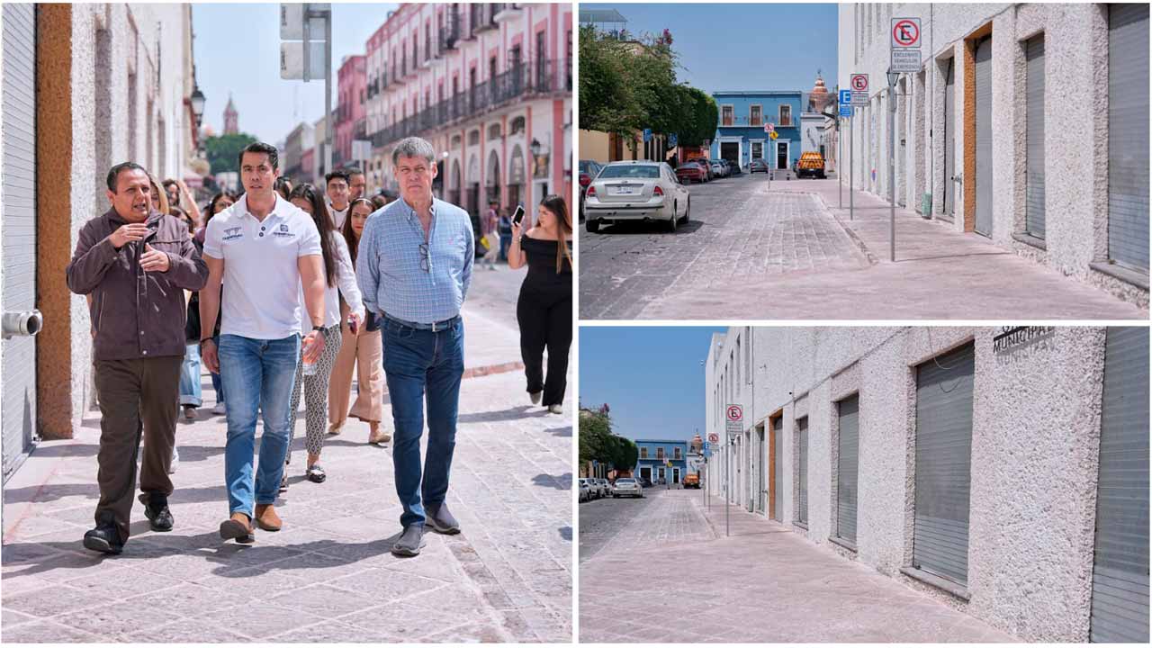 Felifer Macías entrega rehabilitación de banquetas en el Centro Histórico