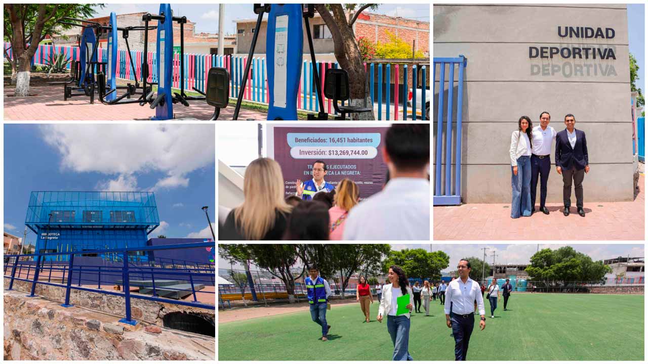 Chepe Guerrero entrega rehabilitación de la Unidad Deportiva, Jardín Principal y Biblioteca en La Negreta