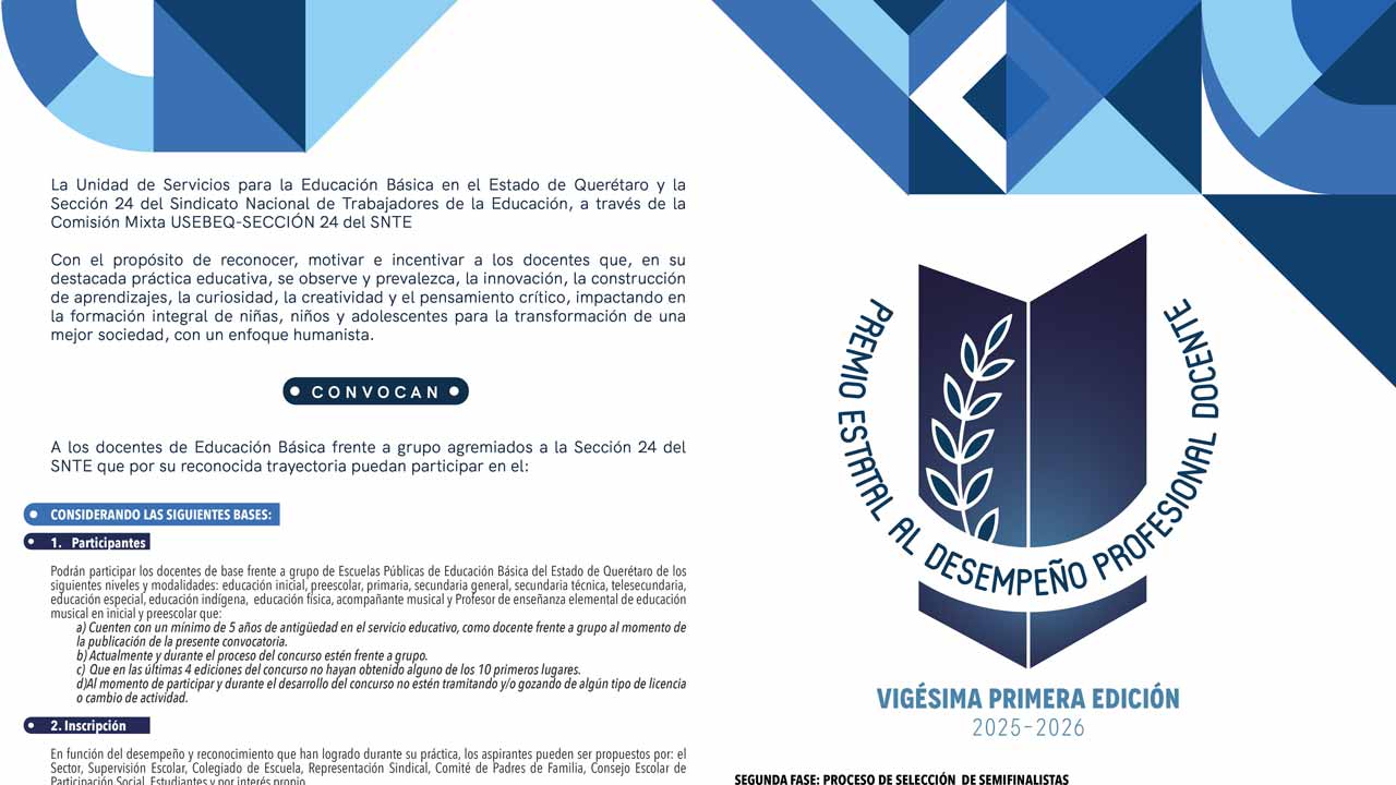 Lanzan nueva edición del Premio Estatal al Desempeño Profesional Docente