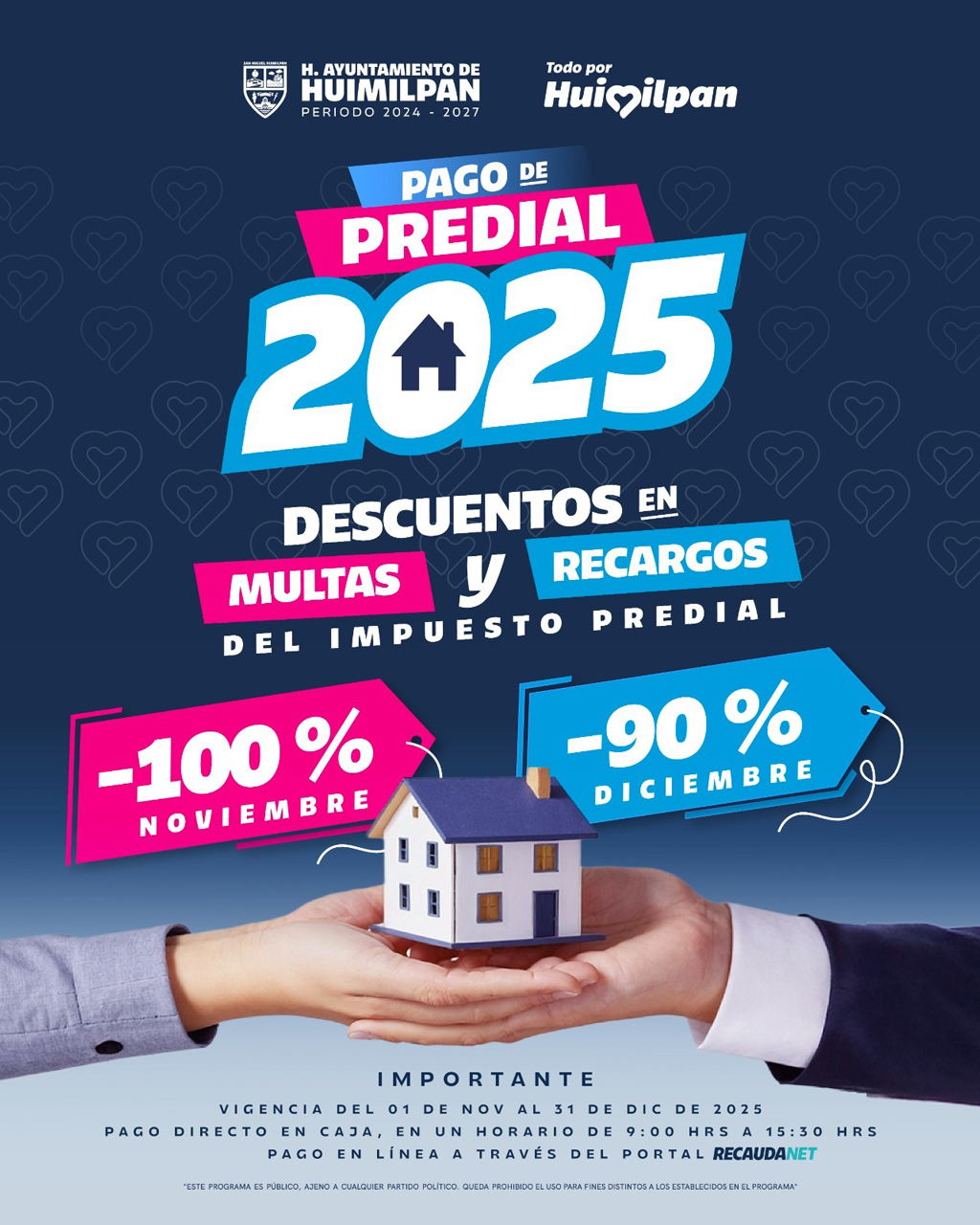 Huimilpan ofrece descuentos en el Predial 2025