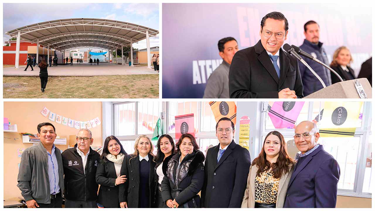 Chepe Guerrero entrega nueva plaza cívica y arcotecho en primaria de Corregidora