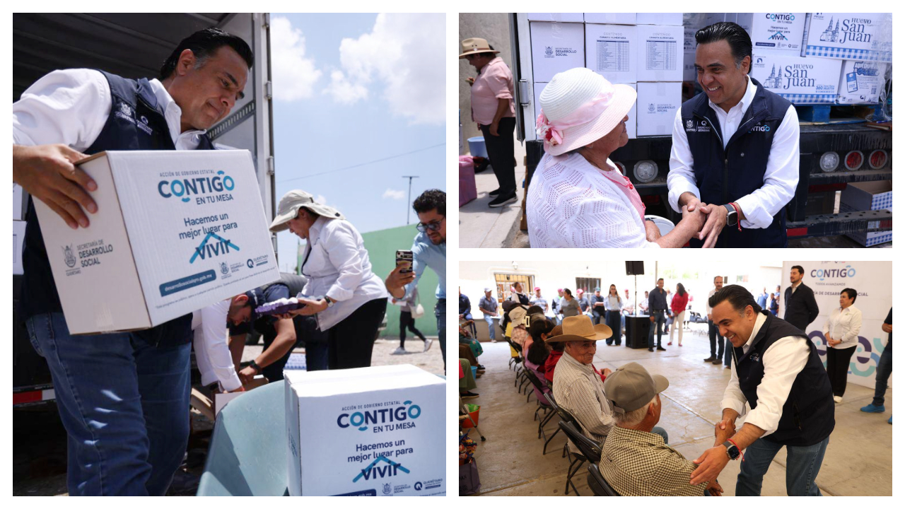 Luis Nava lleva apoyos alimentarios y salud a Tequisquiapan