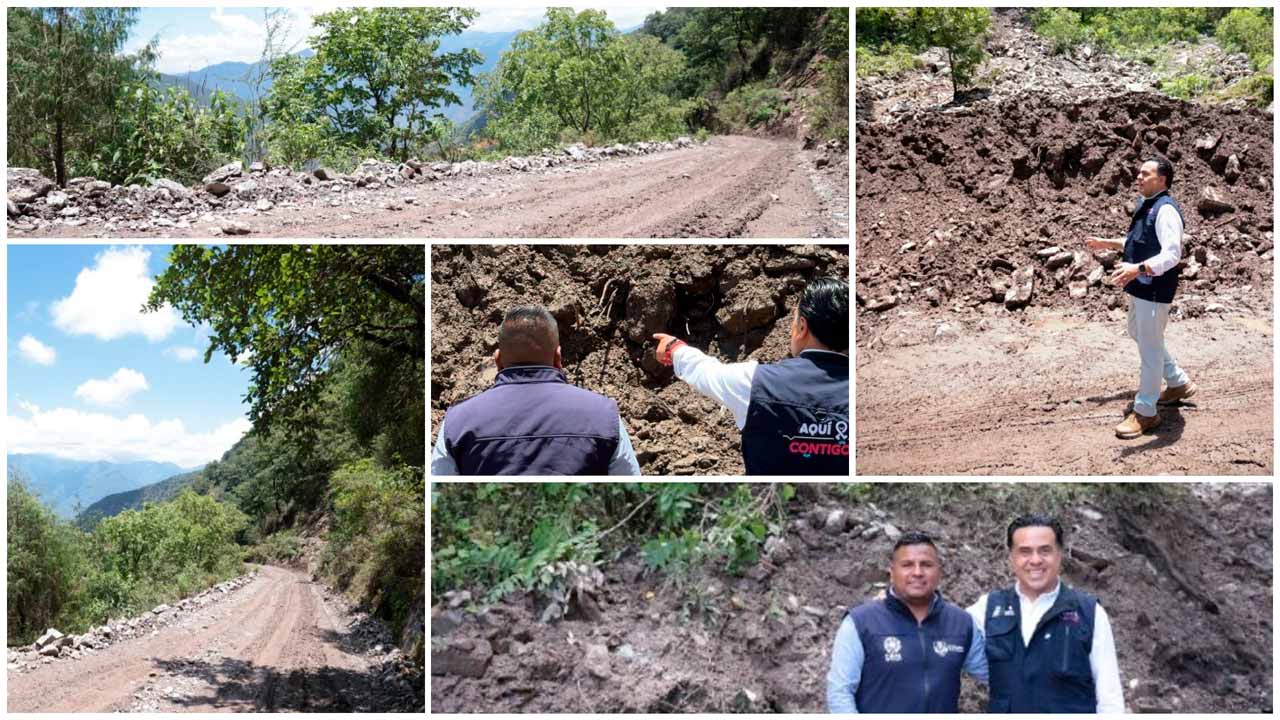 Luis Nava supervisa reapertura de camino afectado por deslave en Pinal de Amoles