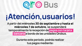 Qrobus suspende pagos con tarjeta bancaria del 30 de septiembre al 7 de octubre Qrobus suspende pagos con tarjeta bancaria del 30 de septiembre al 7 de octubre